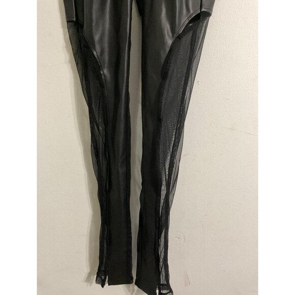 *MANIERE DE VOIR Women Faux Leather/Sheer Pants NEW Black size US 6 - Picture 6 of 13